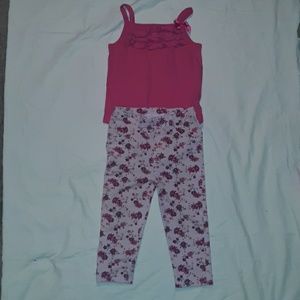 Girls 24mnth pink onesie tank & floral jeggins